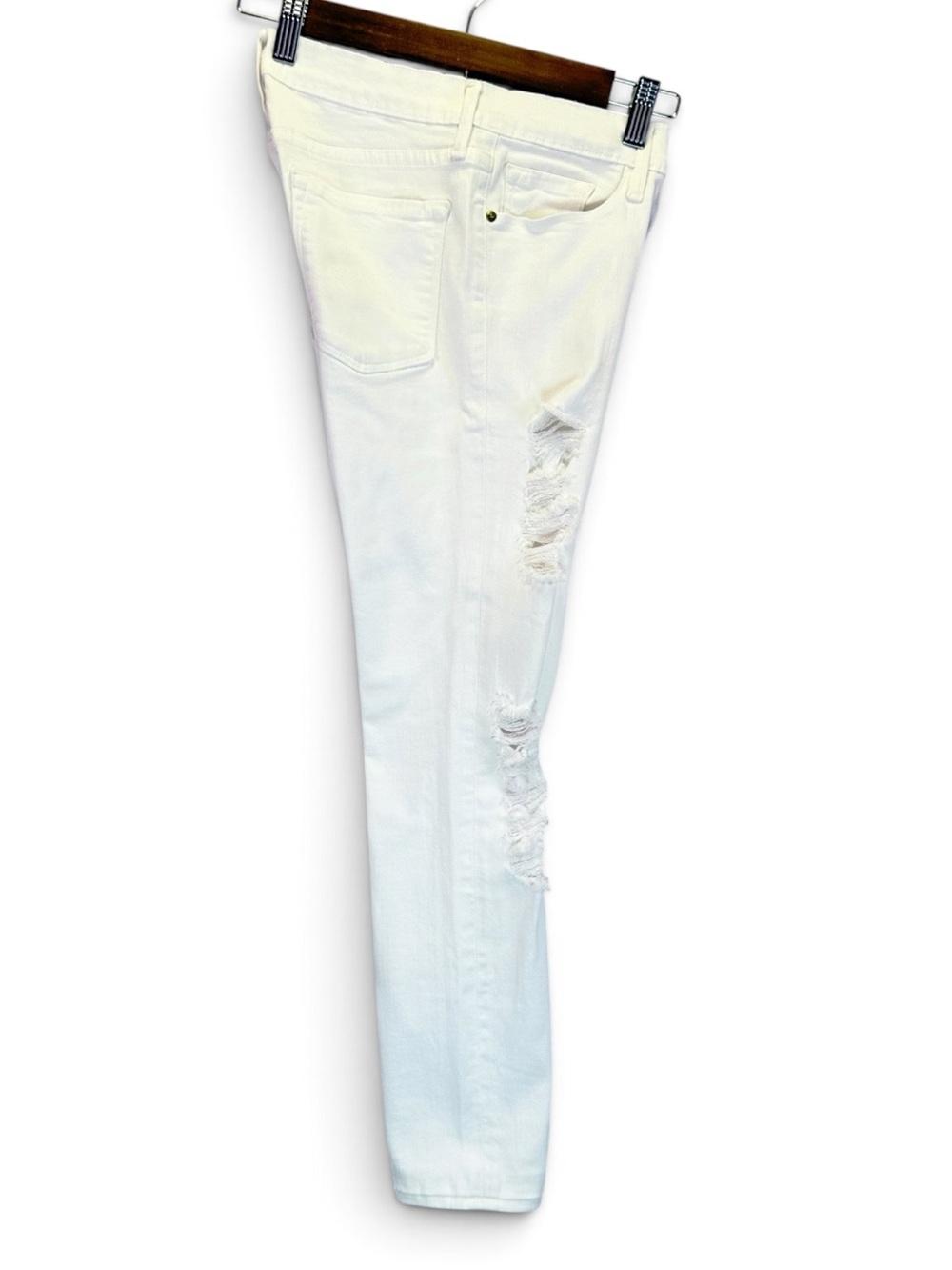 FRAME Denim Le Skinny De Jeanne White Stretch Distressed Jeans Women’s Size 28 - Picture 3 of 10